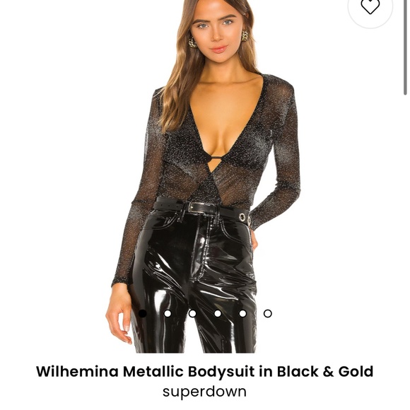 Wilhemina Metallic Bodysuit in Black & Gold superdown - Picture 2 of 7